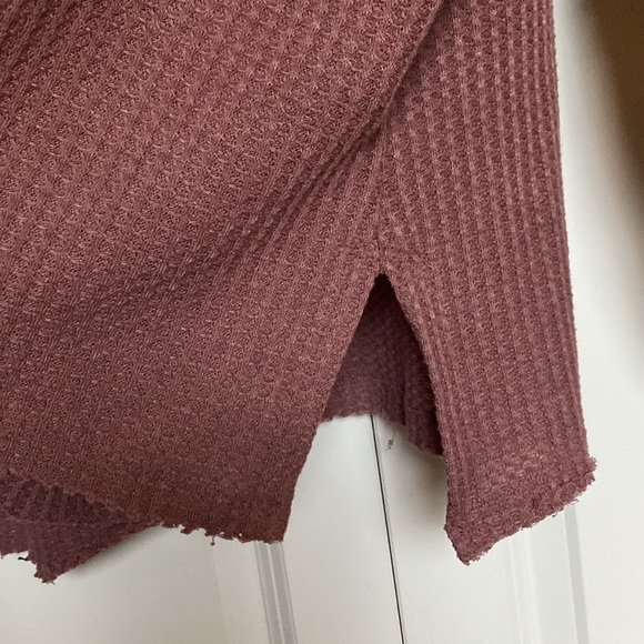 Umgee waffle knit patchwork sleeves top blouse Womens L Oversized cozy Bohemian - Picture 8 of 12